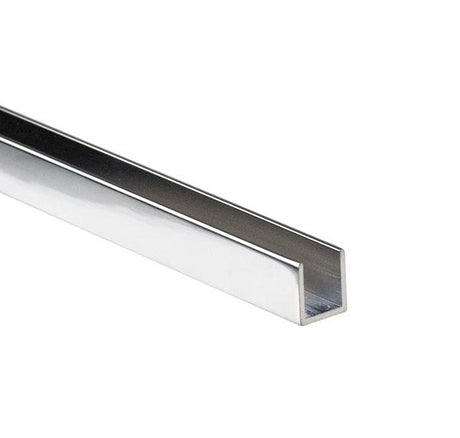 Tükörfény alumín. U profil üvegválaszfalhoz t10mm