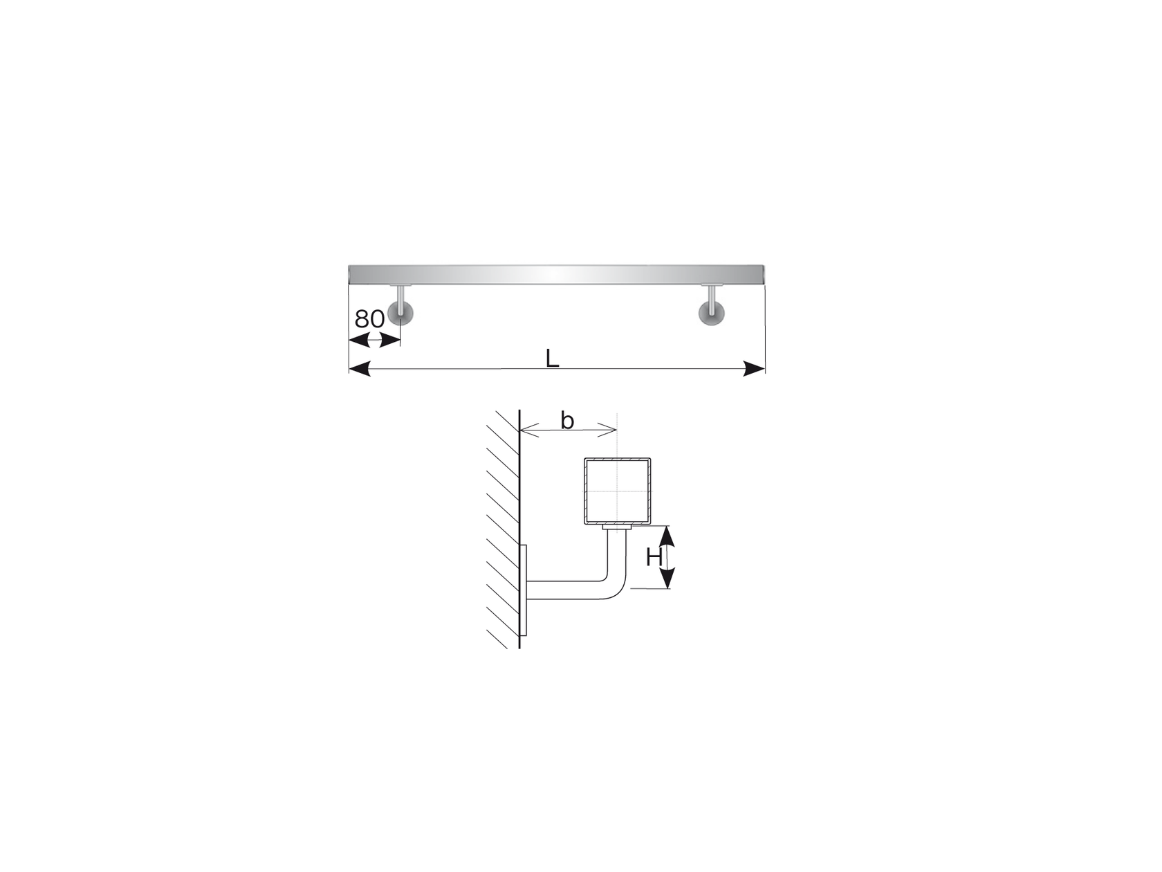 Falikapaszkodó AISI304, 40x40mm/L2000mm
