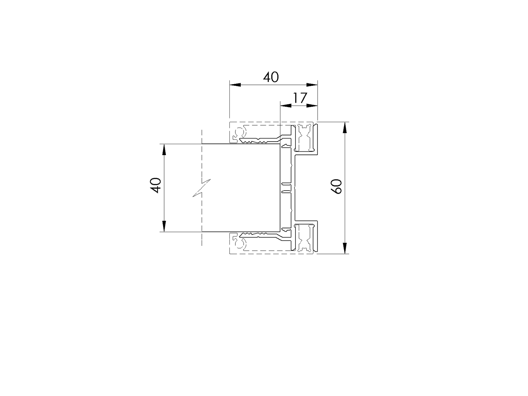 Alumínium kerítési adapter 40mm-es kitöltéshez - 6000mm