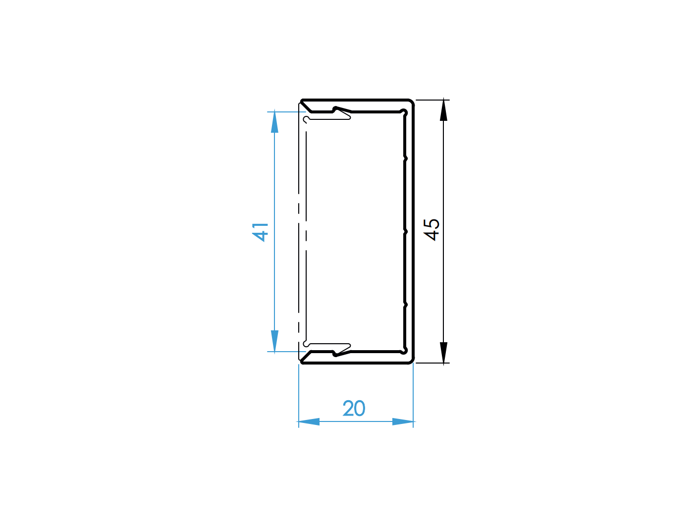 Alumínium U-adapter 45x20-1850mm R7016