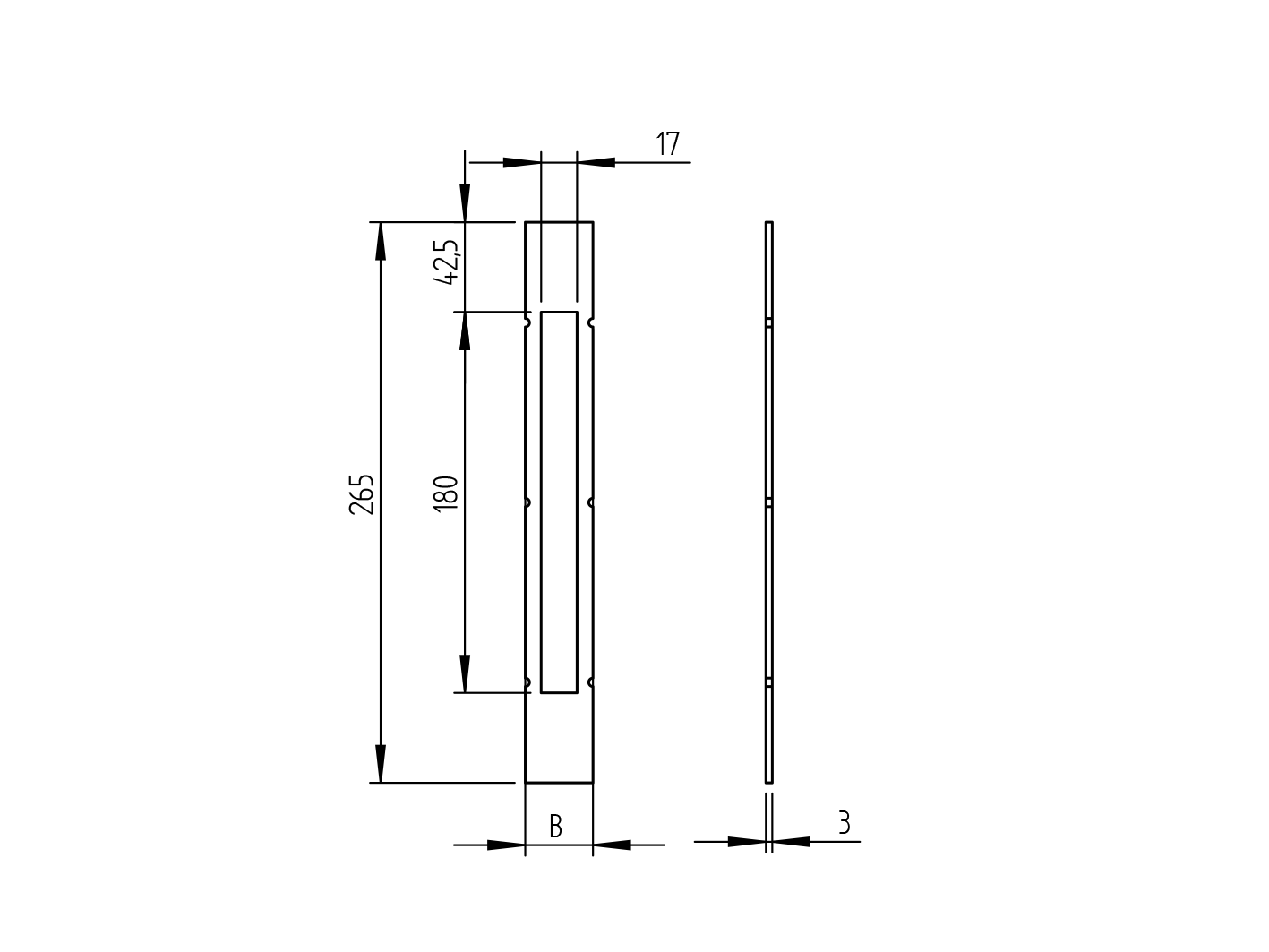 Szárnykapu kiegészítök h 265mm, b 32mm