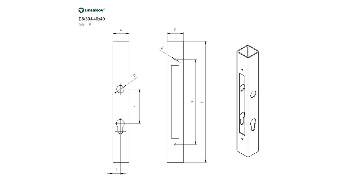 Rozsdam.portálzártok B1/30-20x85, zárhoz INOX