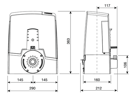 Came kapunyitó motor 400kg-ig 24Volt