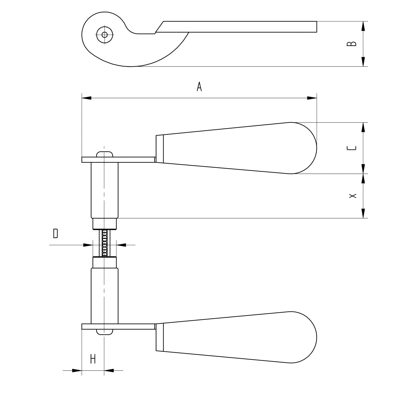 Rusztikus kilincs L140, d17mm, Zn-fehér