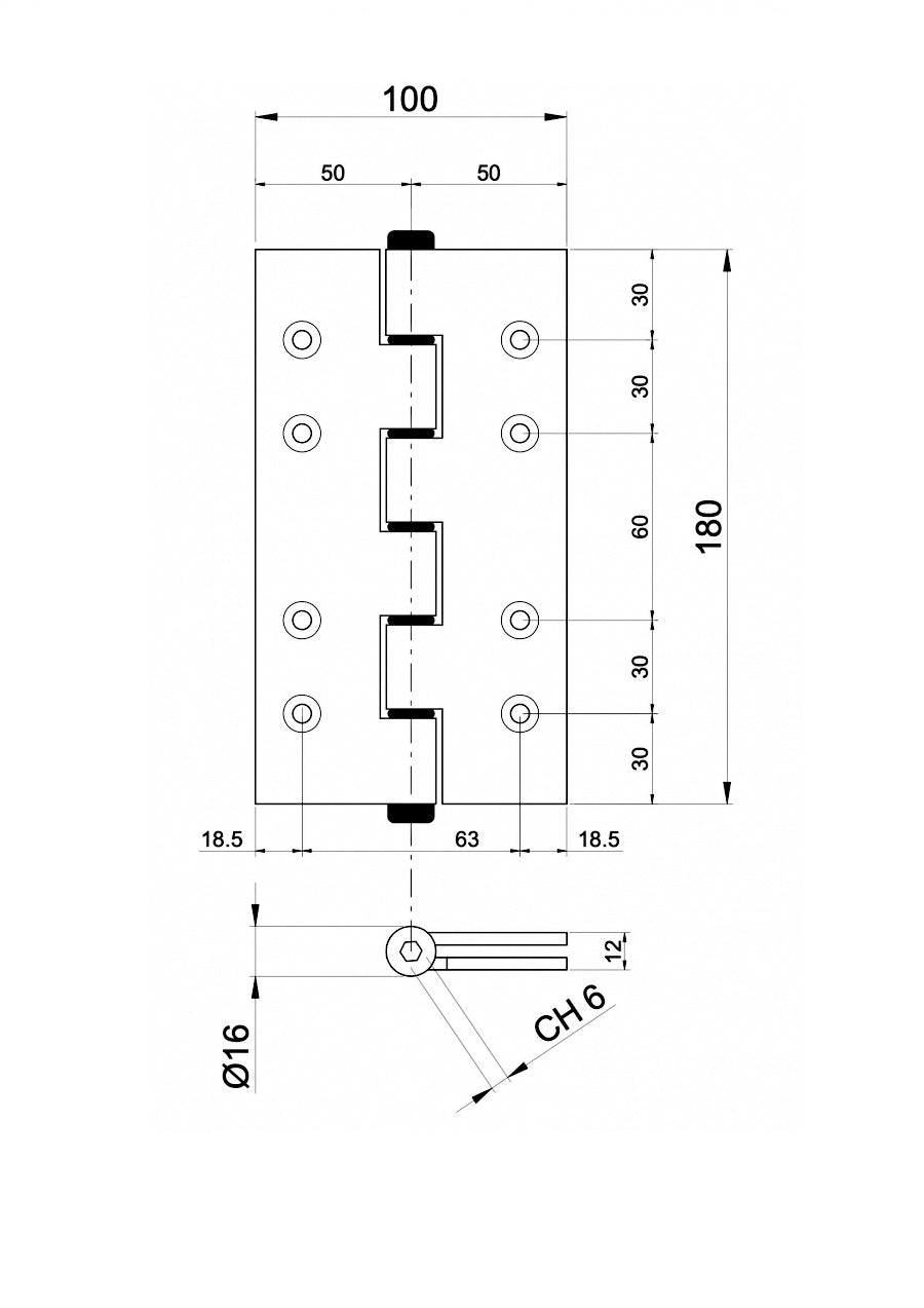 Kétirányba nyíló rugószsanér Aluminium, L=180mm