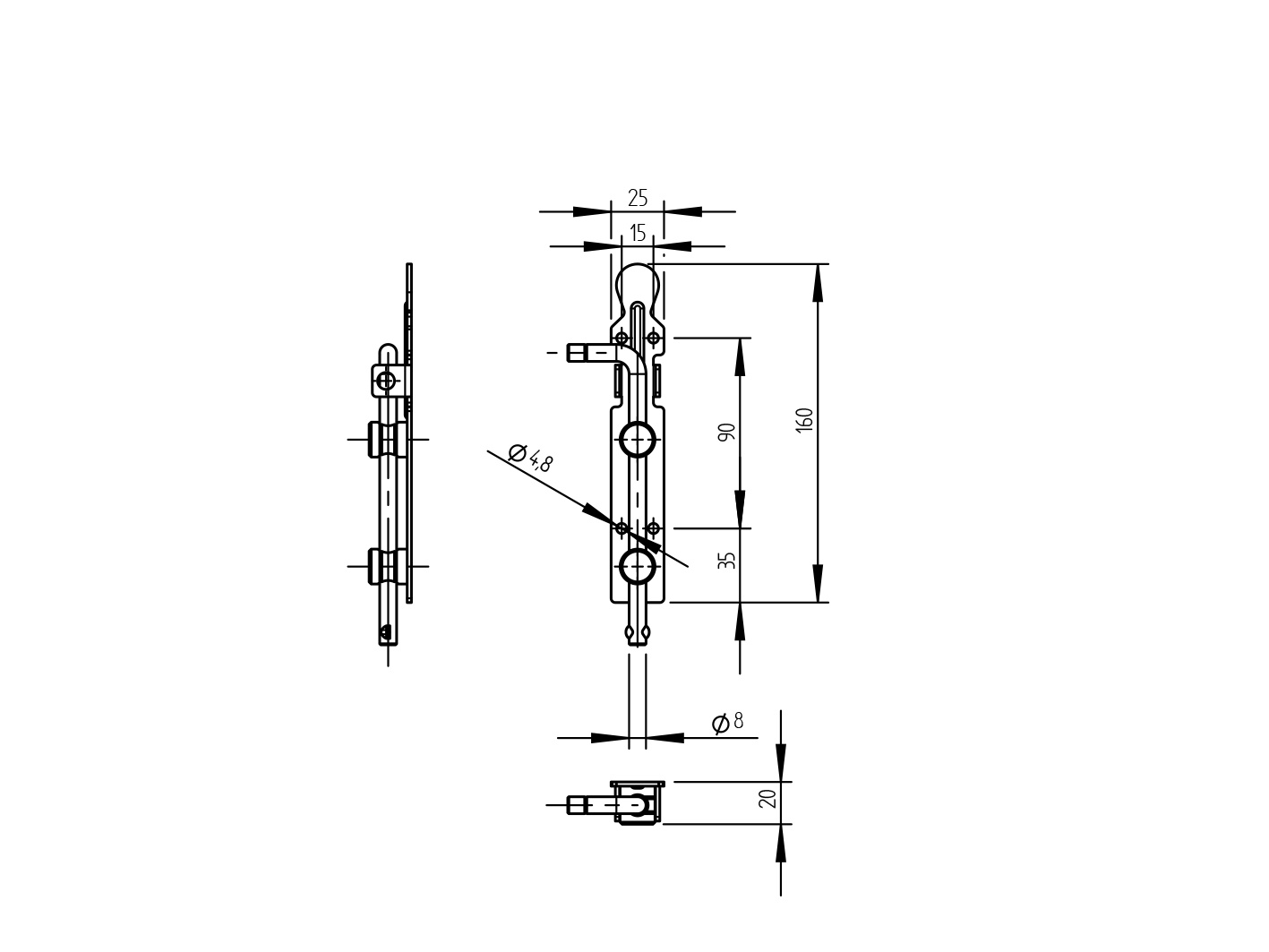 Tolózár L=160mm, Zn