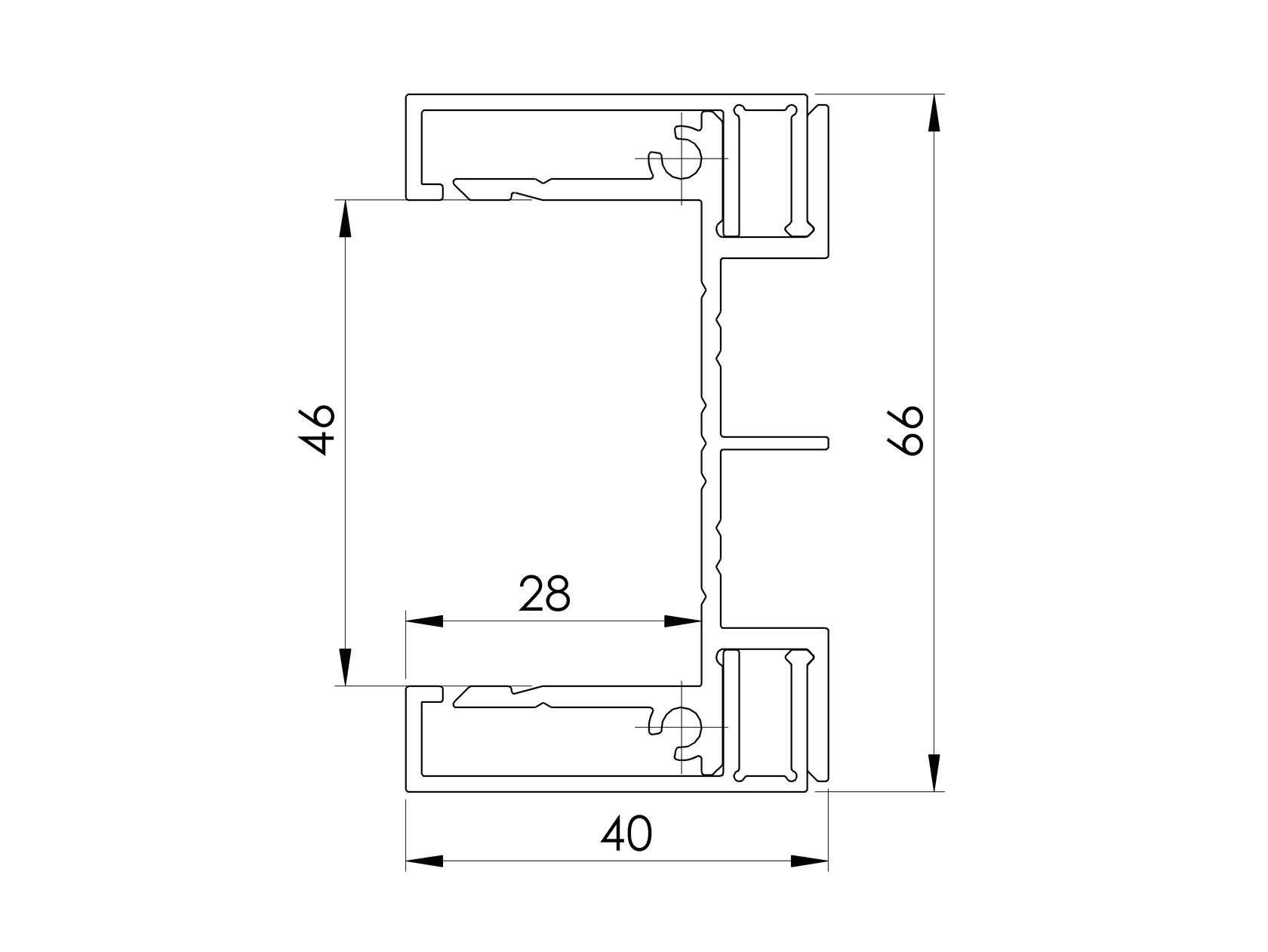 66x40-1500mm-es alumínium adapter 46mm-es redőnyökhöz R7016