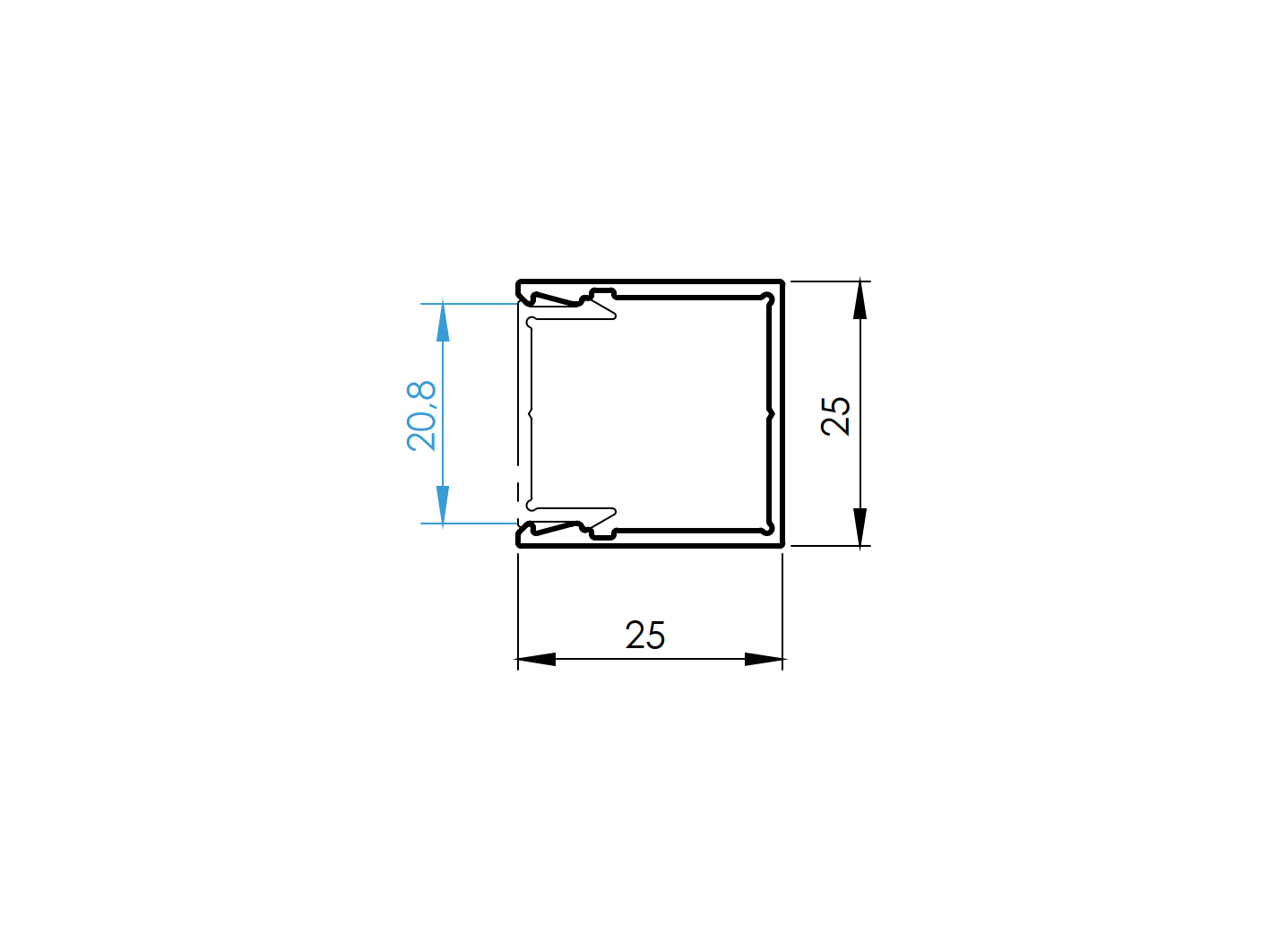 Alumínium U-adapter 25x25-6000mm R7016