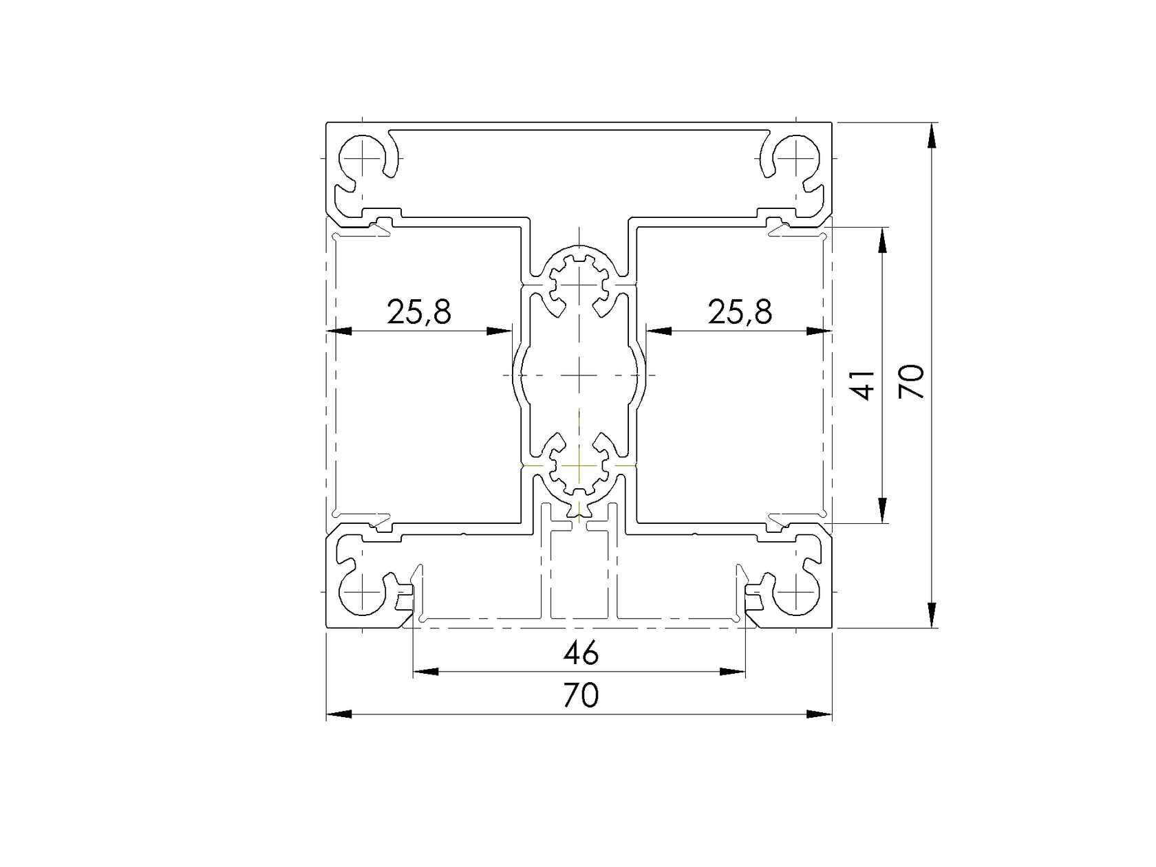 Alumínium kerítéspózna 70x70 lamellás kitöltéshez - 6000mm R7016