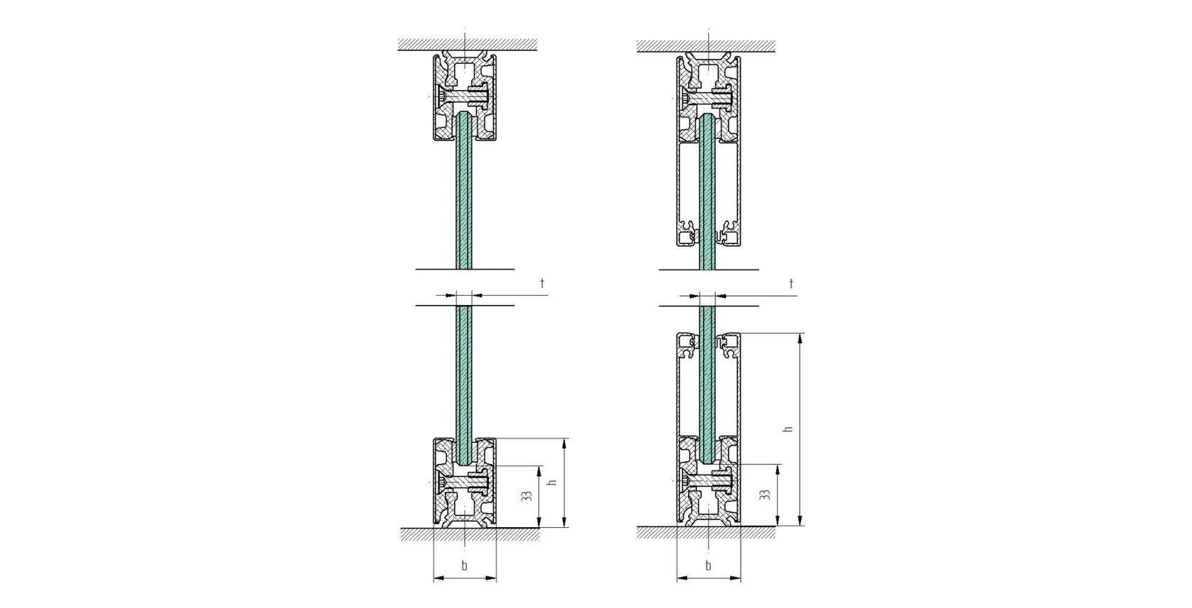 Alumínium profill garnitúra-üveg elox-inox