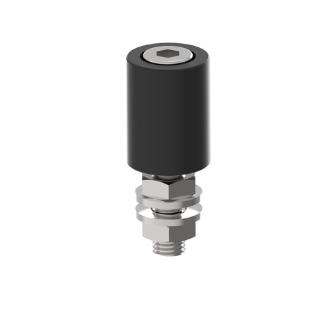 Támasztógörgő, fekete PVC Zn, D30mm, M12