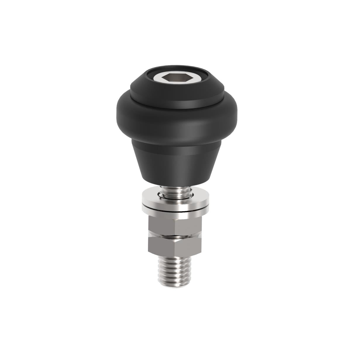 Gumigyűrűs támasztó görgő-fekete PVC, INOX,