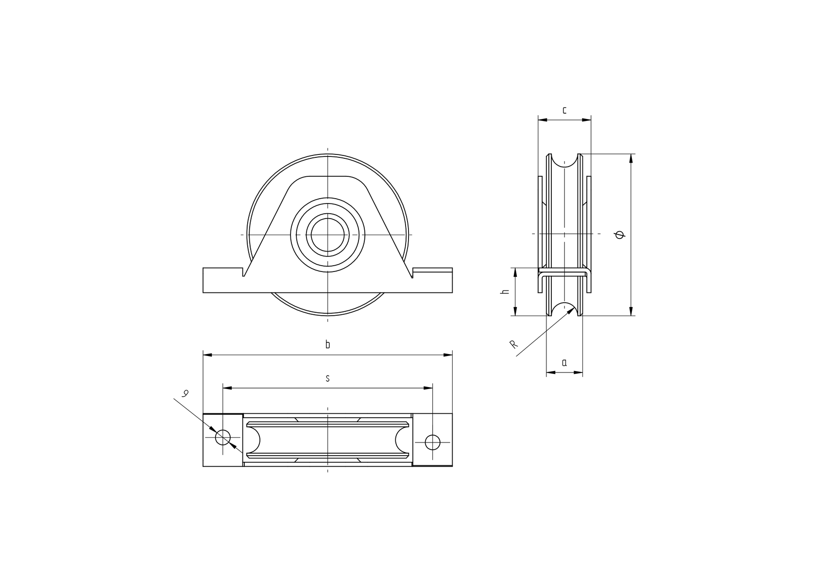Tolókapu süllyesztett görgő-d16mm Zn, D100mm