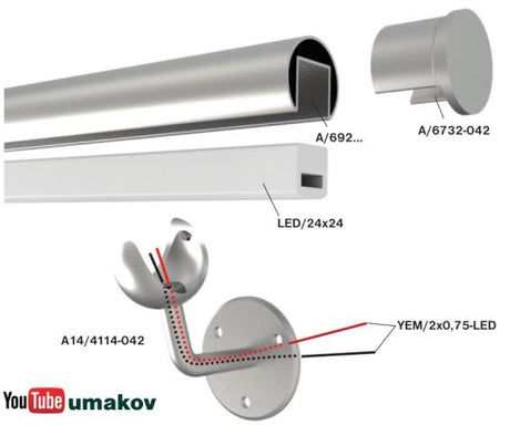 LED-es beépítet kapaszkodómegvilágítás 24VDC