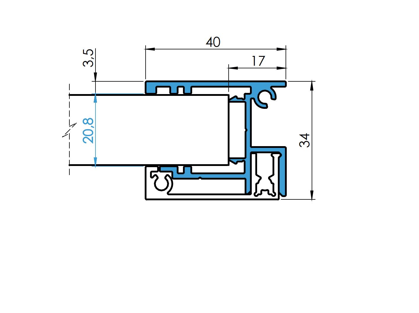Alumínium kerítés adapter 20 - 1700mm-es kitöltésekhez