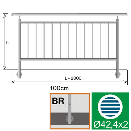 Vertikális pálcás korlát szett - 2000x1000 mm