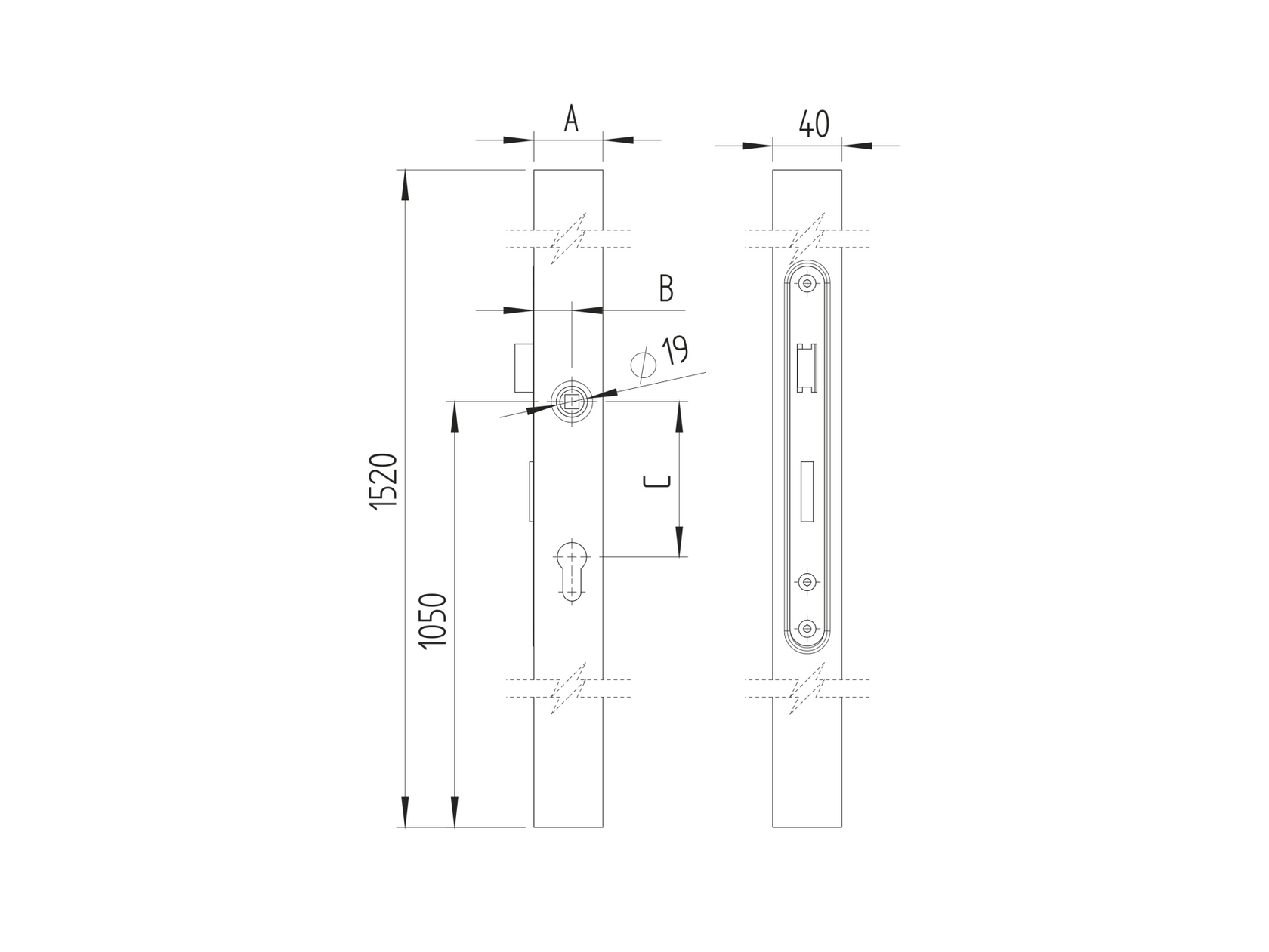 Kész szénac. portálzár 60x40 zártszelvénybe, inox