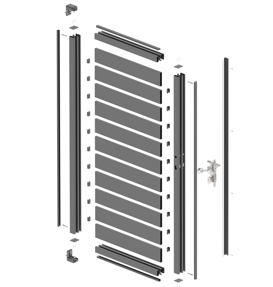 Egyszárnyú kapu 1,025x1,85m 20x100 R7016 kitöltéssel - készlet