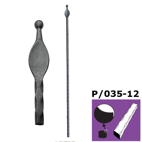 Korlátpálca csúcsdíszel- gömbvégű h900, b30, n12x1