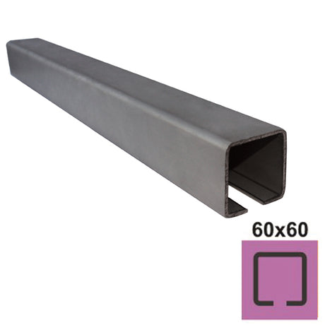 Rozsdamentes C szelvény úszókapuhoz 58x58x3mm, L6m