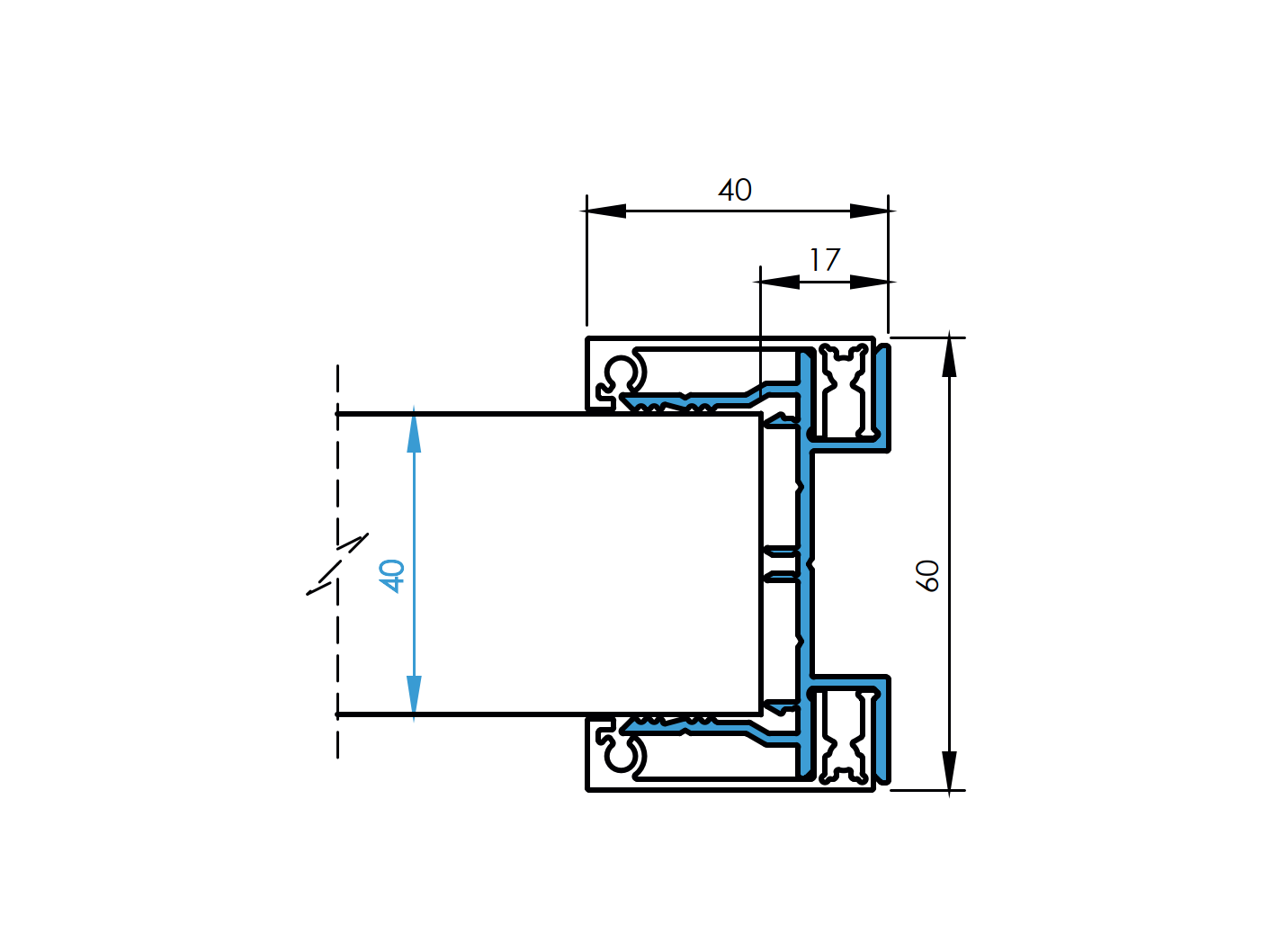 Alumínium kerítés adapter 40 mm-es kitöltéshez - 1700 mm