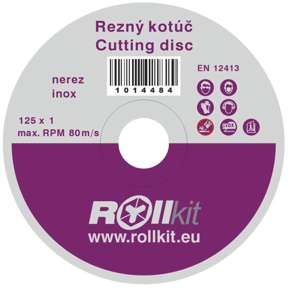 Vágókorong rozsdamentes acélhoz, D125, d22,2 , t1mm