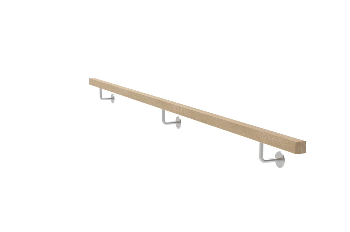 Tölgyfa fogantyú és rozsdamentes acél konzolok, JP40x40mm/L3000mm